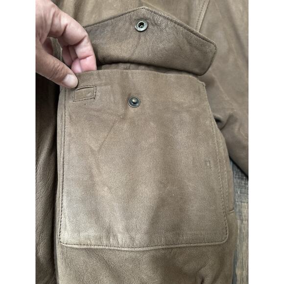 VTG Georgetown Leather Design Jacket 90s Bomber A2 Lg Aviator Distressed Korea - Picture 15 of 16